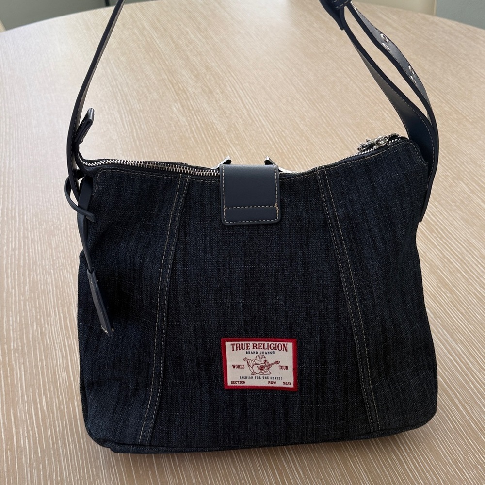 True Religion Horseshoe Dark Blue Denim Hobo Shoulder Women's Bag - Picture 14 of 16